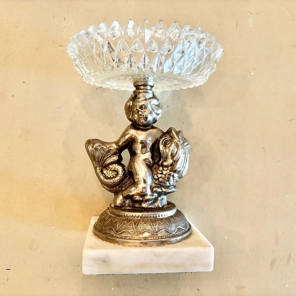 Antique Dish: Chinese Fable & Old Story of Child Rescued from Evil by Giant Fish